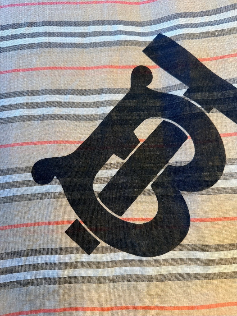 Burberry Beige Stripe Monogram Scarf - Picture 2 of 7